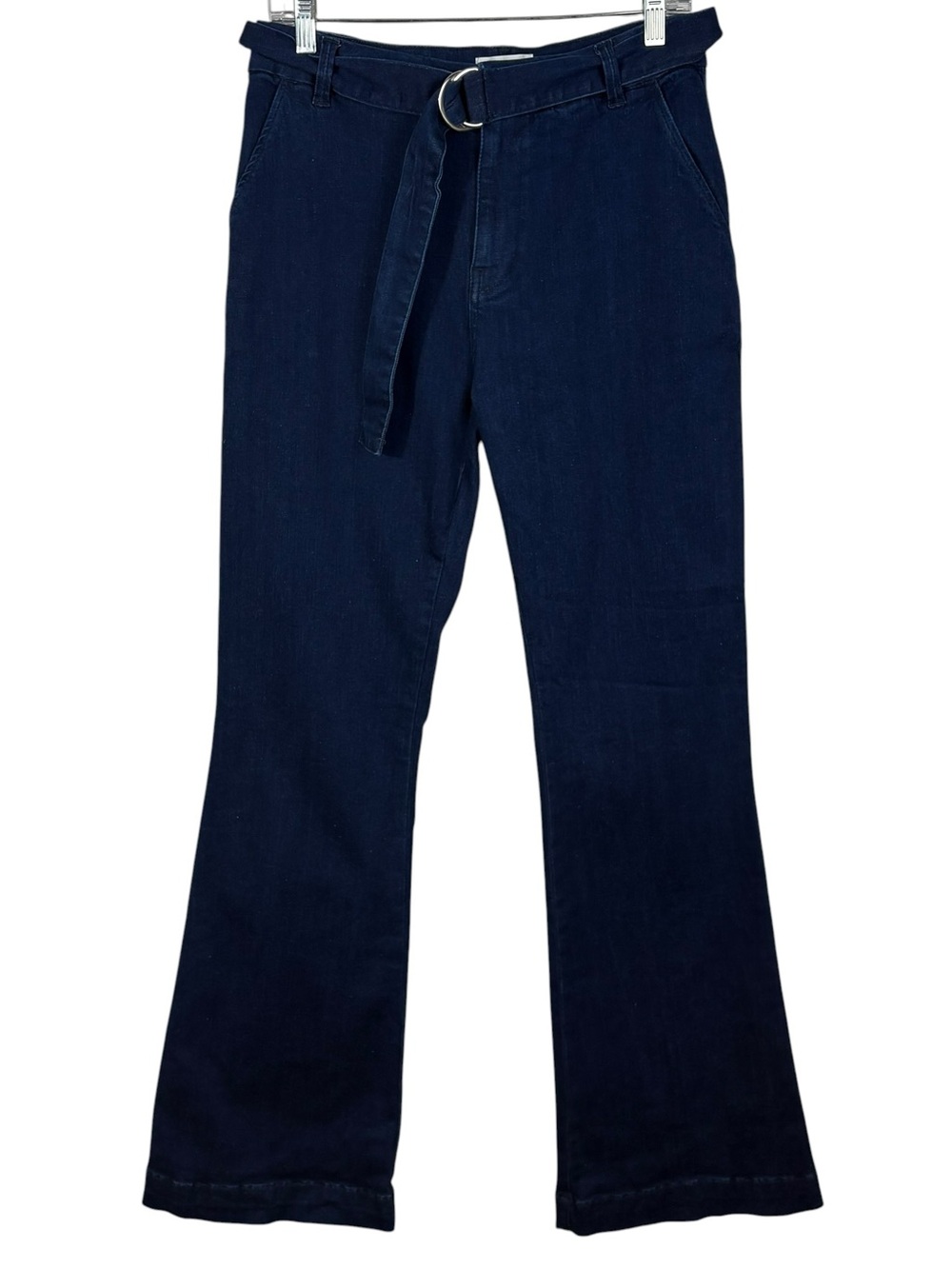 FRAME Denim Le High Flare Dark Wash Stretch Denim Belted Jeans High Rise 30x33